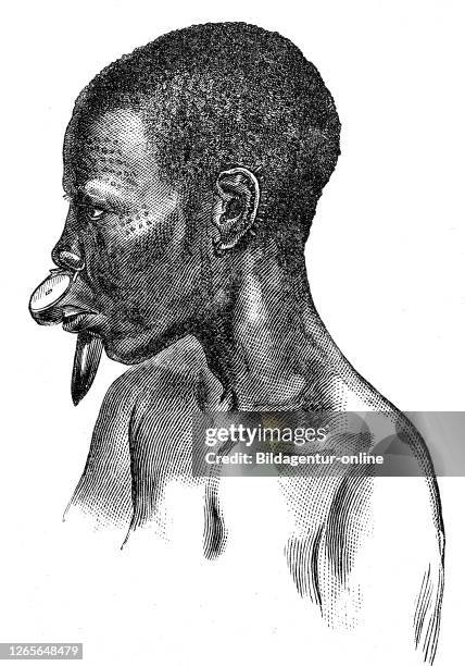 Woman from the Wengo people, Africa / Frau aus dem Volk der Wengo, Afrika, Reproduction of an original 19th century print / Reproduktion von einem...