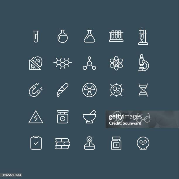 chemie umrisssymbole editable stroke - glaskolben stock-grafiken, -clipart, -cartoons und -symbole