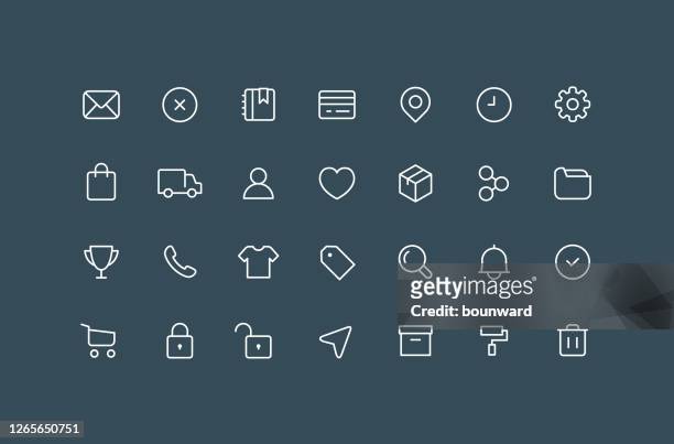 e-commerce & user interface ui outline icons editable stroke - heart lock stock illustrations