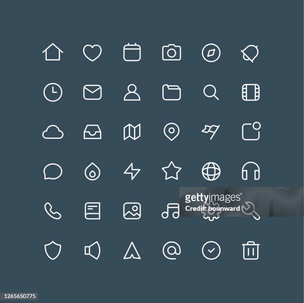 collection user interface outline icons editable stroke - graphical user interface stock illustrations