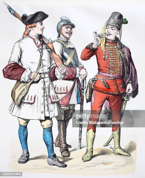 National costume, clothes, history of the costumes, military uniform from Austria, in 1728, Volkstracht, Kleidung, Geschichte der Kostüme,...