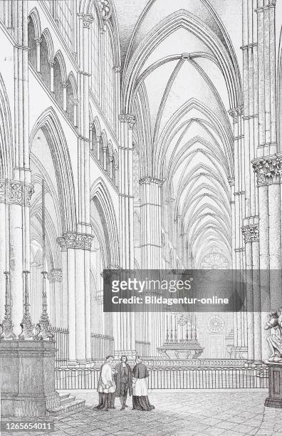 Interior of the cathedral of Reims, France, Our Lady of Reims, Notre-Dame de Reims, / Innenraum der Kathedrale von Reims, Frankreich, unserer lieben...