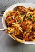 Bolognese Bucatini Grilled Shrimp