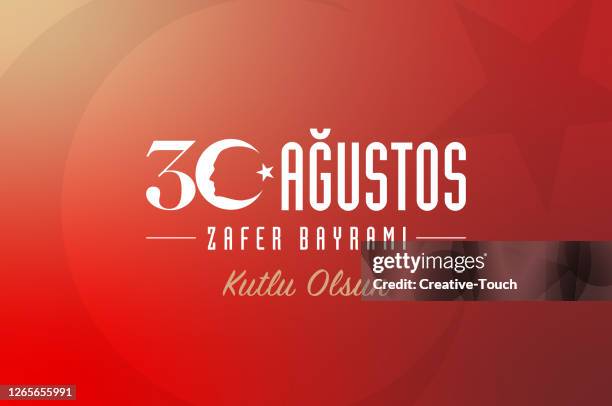 stockillustraties, clipart, cartoons en iconen met 30 augustus, dag van de overwinning turkije - turkse-vlag
