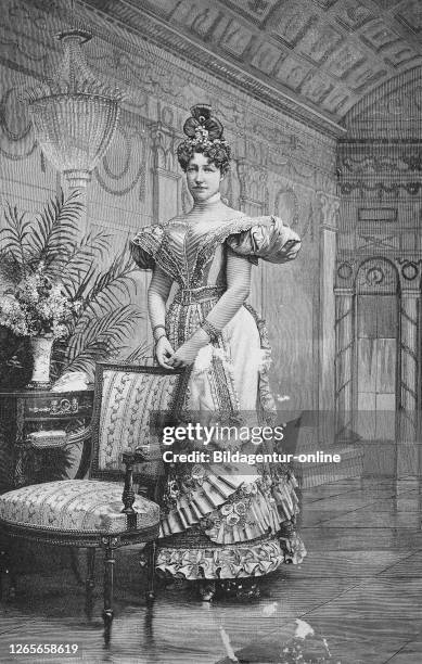 Archduchess Stephanie of Austria in a Viennese costume, / Erzherzogin Stephanie von Österreich in Wiener Tracht, Historisch, digital improved...