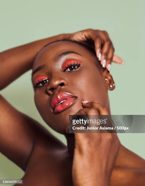 portrait of beautiful young black woman, tema, ghana - man make up stock pictures, royalty-free photos & images