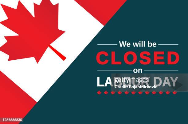 labour day canada card. we will be closed sign. vector - we day canada stock illustrations