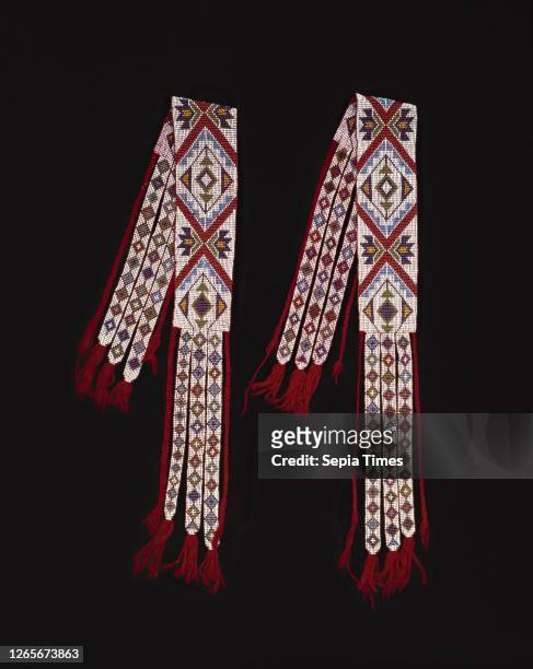 Osage, Native American, Garters, ca. 1920, beads and yarn, Overall : 45 1/2 × 3 3/8 inches .