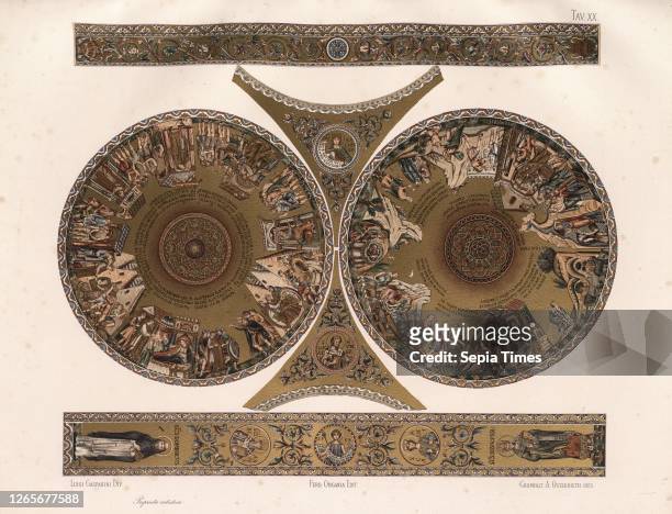 Dome mosaics in the St. Mark's Basilica, St. Mark's Basilica in Venice, signed: Luigi Gasparini dip, Ferd., Ongania edit, Cromolit, A. Osterrieth,...