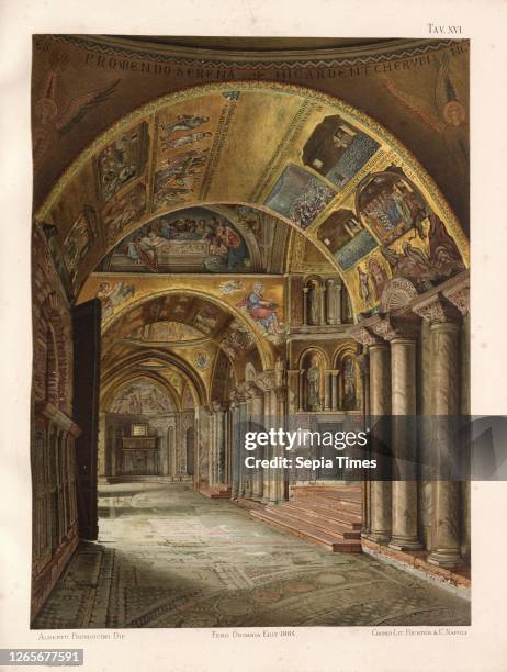 St. Mark's Basilica, Walk in St. Mark's Basilica in Venice, Signed: Alberto Prosdocimi dip, Ferd., Ongania edit, Cromo, -, lit, Richter; C, Tav.,...