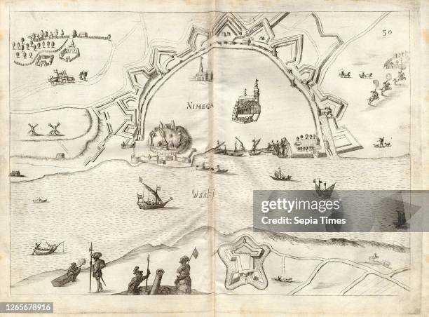 By the name, Plan of fortification of Nijmegen , Fig. 52 after p. 148 Galeazzo Gualdo Priorato: Teatro del Belgio, o sia descritione delle diecisette...