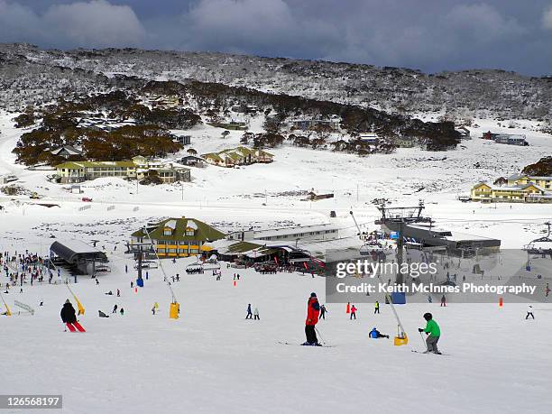 perisher village - winter skiing australia stock pictures, royalty-free photos & images