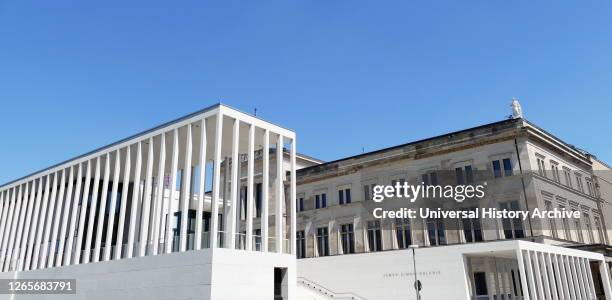 Photograph of the exterior of the Pergamon Museum on the Museum Island in Berlin..