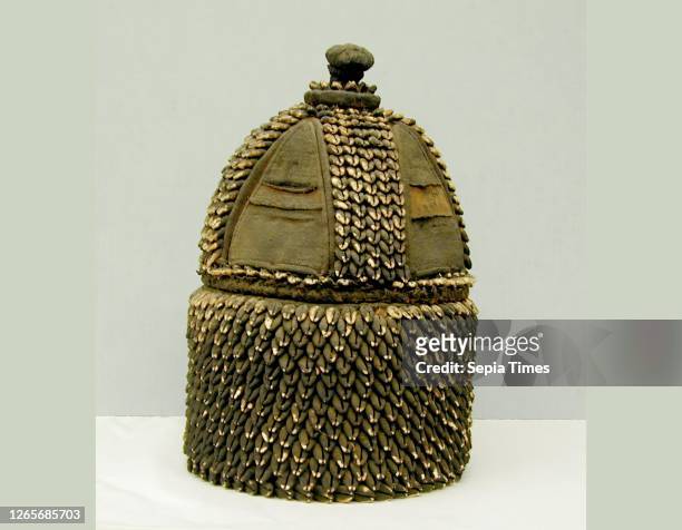 Yoruba, African, Ile Ori, early 20th century, Leather, cowrie shells, fabric, Overall: 13— 10 1/2 inches .