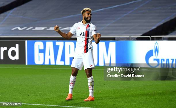 Eric Maxim Choupo-Moting of Paris Saint-Germain celebrates after scoring his team's second goal during the UEFA Champions League Quarter Final match...