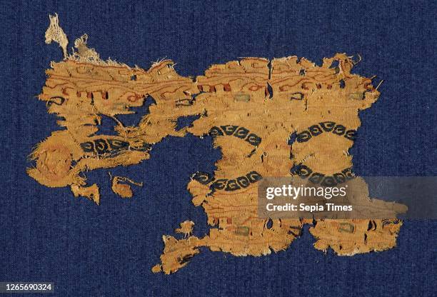 Islamic, Egyptian, Fragment of Tiraz Textile, 11th Century, Weft faced plain weave with eccentric and discontinuous wefts ; remnant of balanced plain...