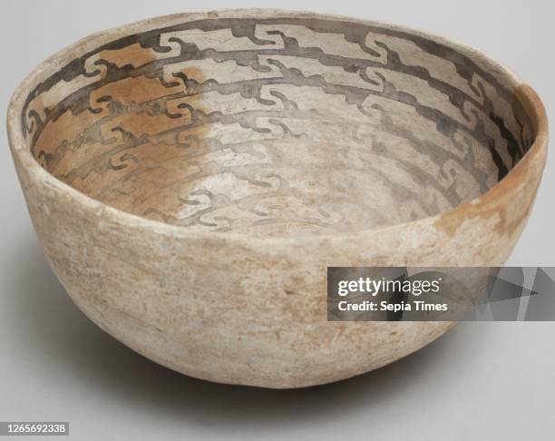 Anasazi, Native American, Bowl, between 1100 and 1300, grey ware, white slip, and black paint, Overall: 3 1/2— 7— 7 inches .