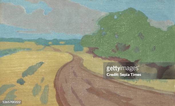 The Argilla Road, Arthur Wesley Dow color woodblock print, 4-1/4 x 7-1/16 in. 6 7/16 x 9 in. .