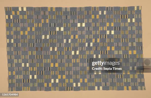 Man's wrapper; kente, Ewe people, 1900-1950, cotton, height: 107-3/4 in width: 67-1/8 in, Textile and Fashion Arts.