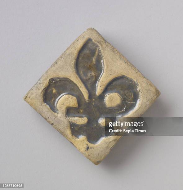 Tile, Moravian Pottery and Tile Works, Manufacturer , made about 1913, glazed earthenware, 2-7/8 x 2-7/8 x 3/4 in., other title, Fleur-de-Lis,...