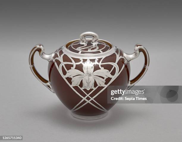 Sugar bowl with lid, Lenox, Manufacturer , Mauser Manufacturing Company, Manufacturer , 1906-1913, porcelain, silver, 4-1/4 x 6 x 4 in. A) bowl:...