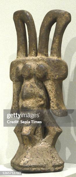 Ikenga figure, Igbo people, 1920-1950, wood, incrustation, H: 10-5/8 in., African Art.