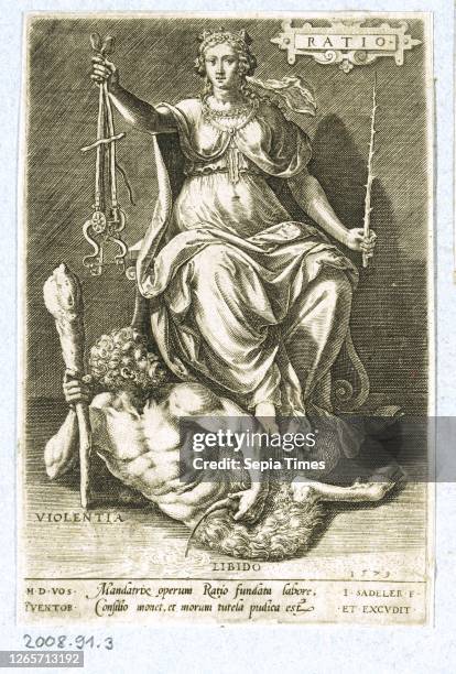 Personification of Reason copperplate engraving on paper, folia: appr. 14 x 9 cm, O. R., in a cartouche: RATIO ., further inscriptions in the...