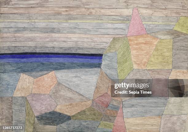 Promontorio Ph. 323 , watercolor on paste zinc-white primer on plywood, 27.5 x 39.5 cm, signed lower left: Klee, inscribed on the reverse: 1933 B 3...
