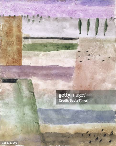 Landscape with poplars 226 , watercolor on white ground on paper on cardboard, 27 x 21.5 cm, signed lower left: [K] lee, Paul Klee,...