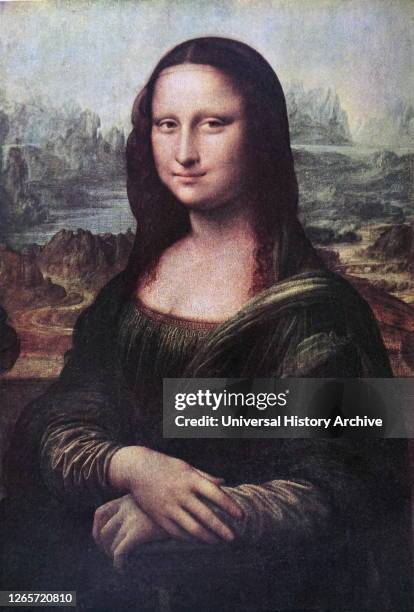 Painting titled 'Mona Lisa' By Leonardo Da Vinci. Leonardo Da Vinci an Italian polymath of the Renaissance.