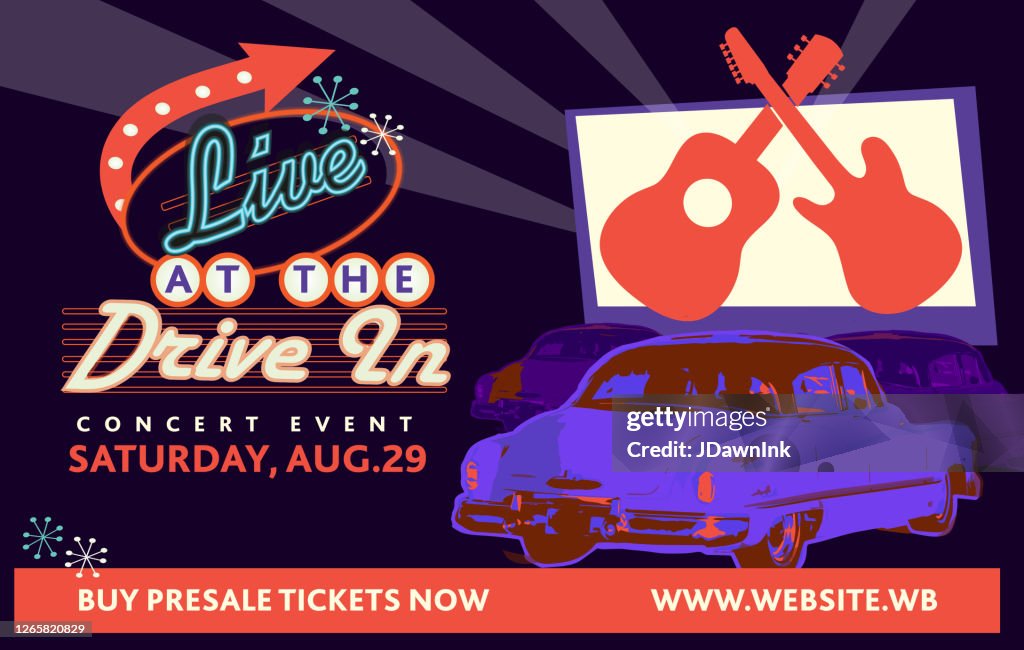 Live Drive in concert event web banner design advertisement