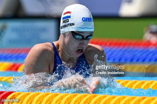 Tes Schouten of the Netherlands competes in the 100m Breaststroke Women Heats during the 59th Settecolli swimming meeting. Tes Schouten placed second.