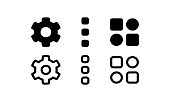 Settings icon, options, and widgets as user interface
