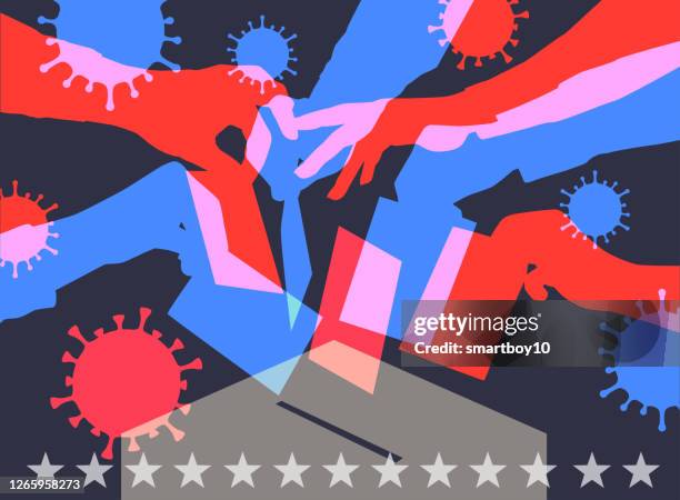 voting in the usa during covid-19 - voting mask stock illustrations