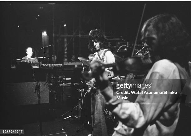 Jeff Beck performs on stage at the Roundhouse, London, 23rd May 1976. He was supporting Alvin Lee and playing a warm up show before the US tour to...