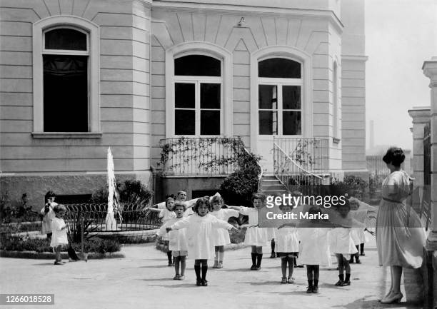 Montessori Kindergarten. Outdoor Gymnastics. Naples 1920-30.