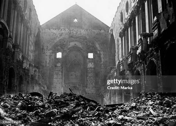 Basilica Of Santa Clara Destroyed By Bombing. Naples. Campania. Italy 1943.