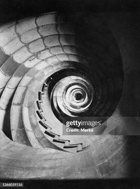 Maschio Angioino. Spiral Staircase. Naples. Campania. Italy 1910-20.