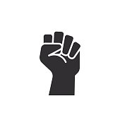 Black fist vecor icon. Simple flat black and white illustration.