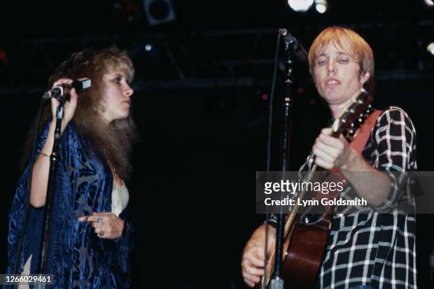 American singer-songwriter Stevie Nicks joins American singer-songwriter and guitarist Tom Petty onstage as his band, Tom Petty & The Heartbreakers,...