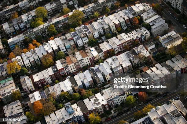 multi coloured buildings - washington dc aerial stock pictures, royalty-free photos & images