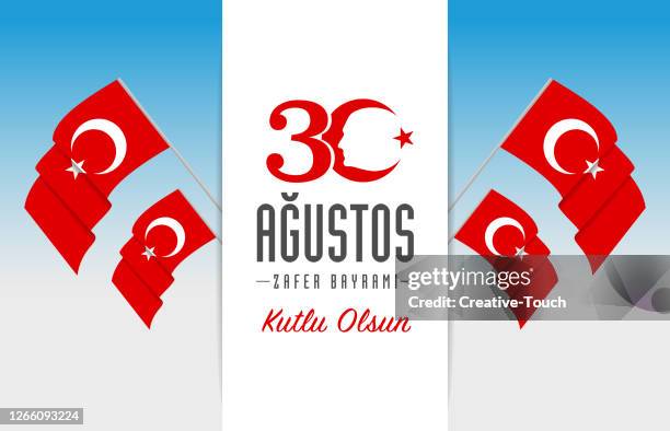 stockillustraties, clipart, cartoons en iconen met 30 augustus, dag van de overwinning turkije - augustus