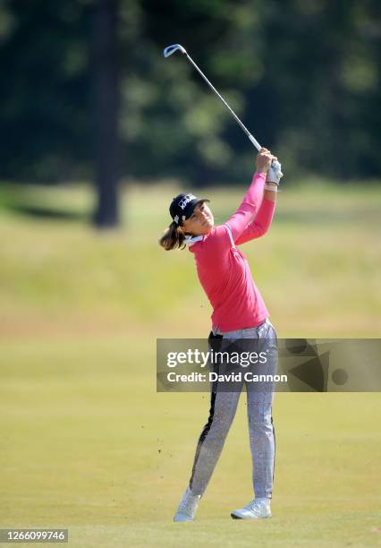 Klara Spilkova of Thew Czech Republic plays her second shot on the second hole during the first round of the Aberdeen Standard Investments Ladies...