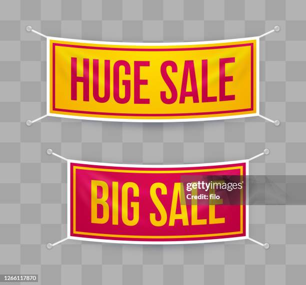 huge sale big sale hanging banners - liquidation stock illustrations