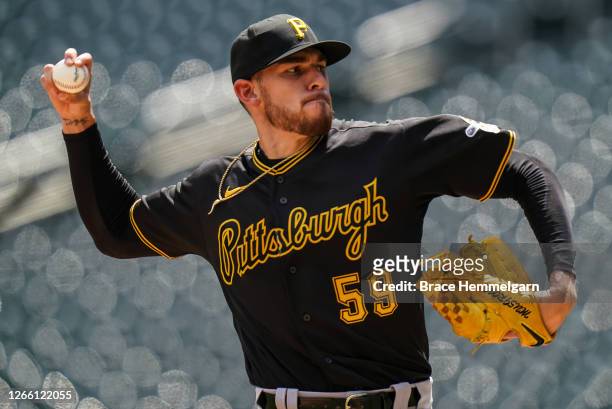 Joe Musgrove of the Pittsburgh Pirates pitches against the Minnesota Twins on August 4, 2020 at Target Field in Minneapolis, Minnesota.