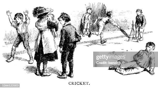 kids playing cricket - cricket game fun stock illustrations