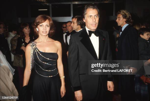 Michèle Mercier et son mari Claude Bourillot lors d'une soirée, circa 1970, en France.