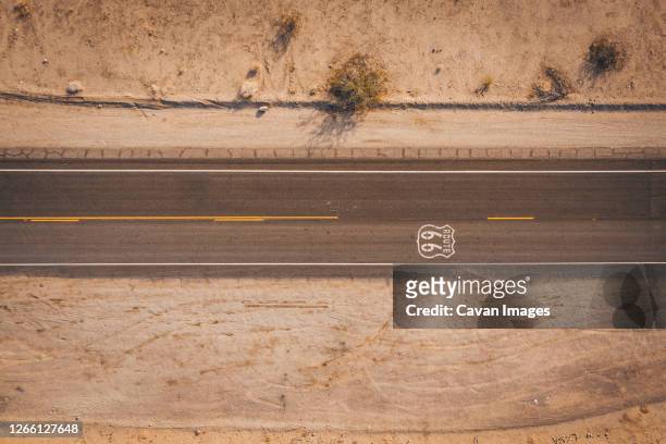 highway 66 from above, california - amboy california stock-fotos und bilder