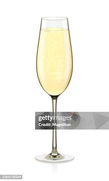 glass of champagne vector illustration - yellow flute stock illustrations