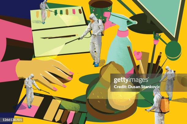 working from home. remote working concept - same person getting older stock illustrations